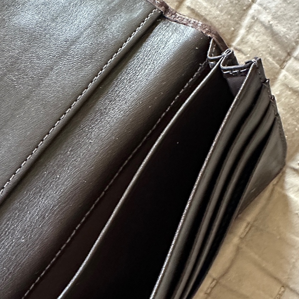 Coach Canvas Wallet in Cream and Brown with Buckle Accent - Picture 5 of 9